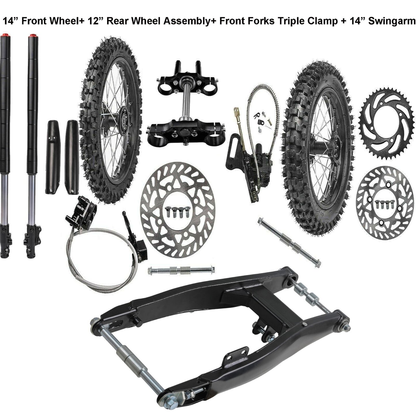 Front Forks Rear Swing Arm 80/100-12 60/100-14 Wheel Pit Bike 110cc 125 CRF50