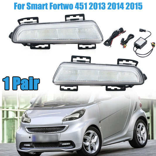 1 Pair LED Daytime Running Light Fog Light Lamp for Smart Fortwo 451 2013-2015