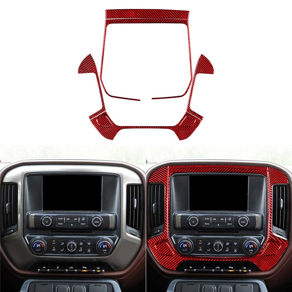 Carbon Fiber Center Console Cover Trim For Silverado for GMC for SIERRA 2014-2018 -A