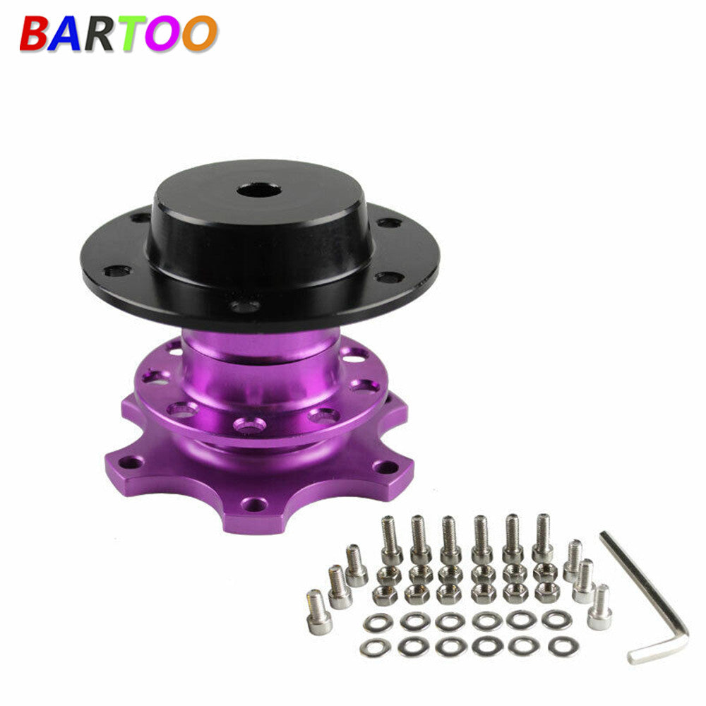 6 Holes Steering Wheel Quick Release Short Hub Adapter Snap Off Kits Purple
