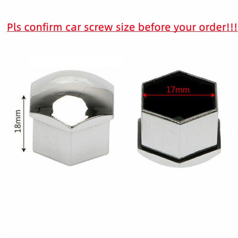 20x 17mm CHROME ABS CAR WHEEL NUT BOLT COVERS CAPS UNIVERSAL FOR ANY CAR+TOOL