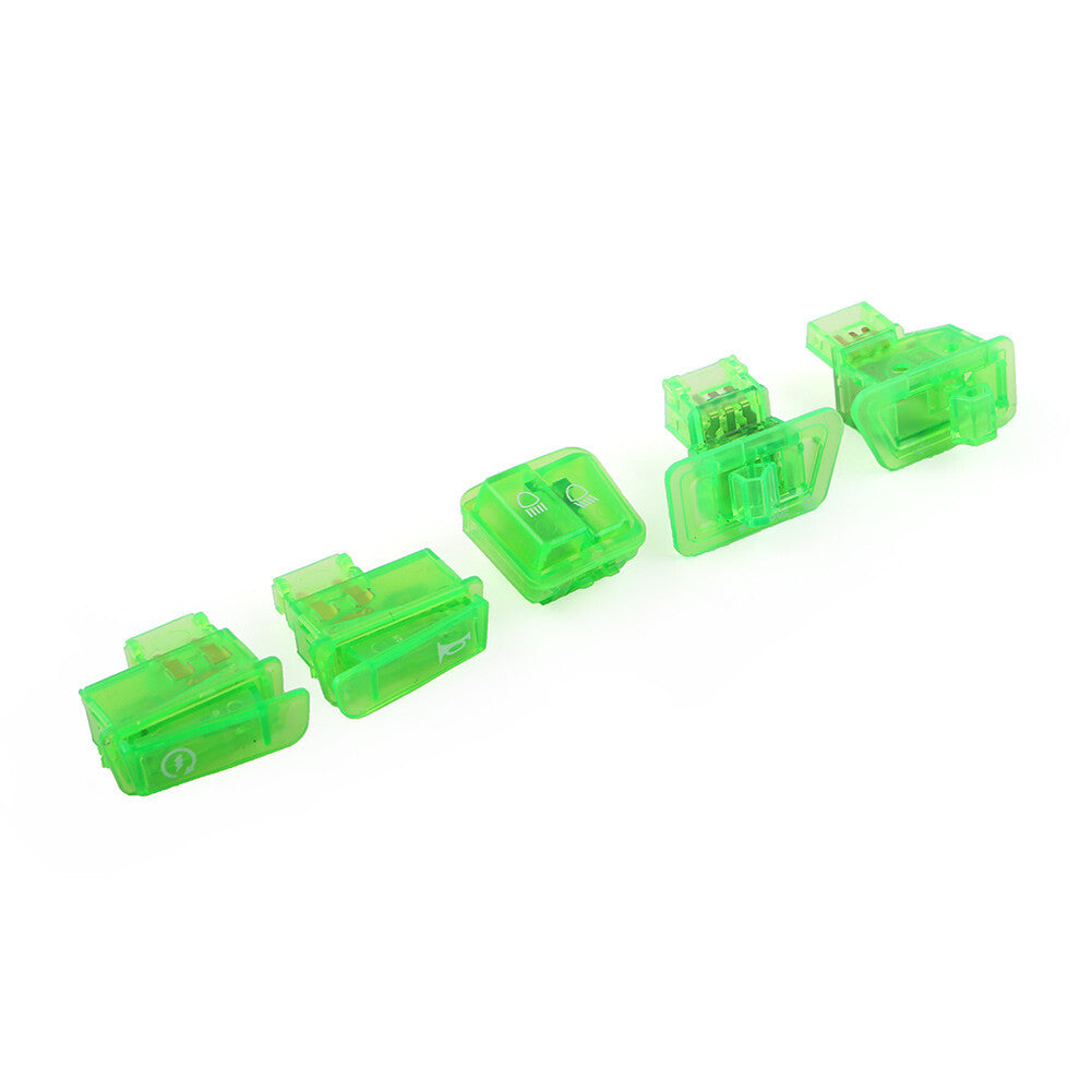 5pcs Scooter Start Horn Turn Signal Headlight High Low Switch Housing Caps Green