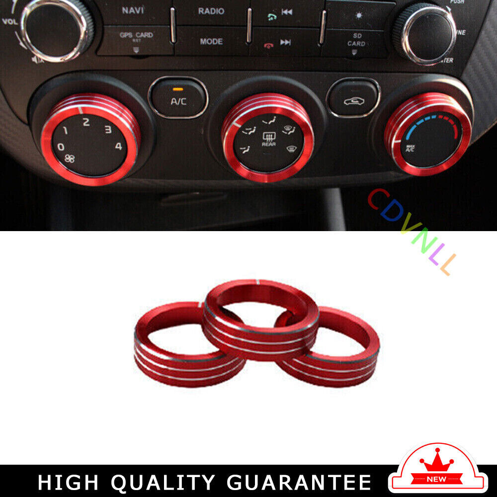 Console AC Switch Control Button Cover Trim Fit for Kia K3 2014-18 Red Aluminum