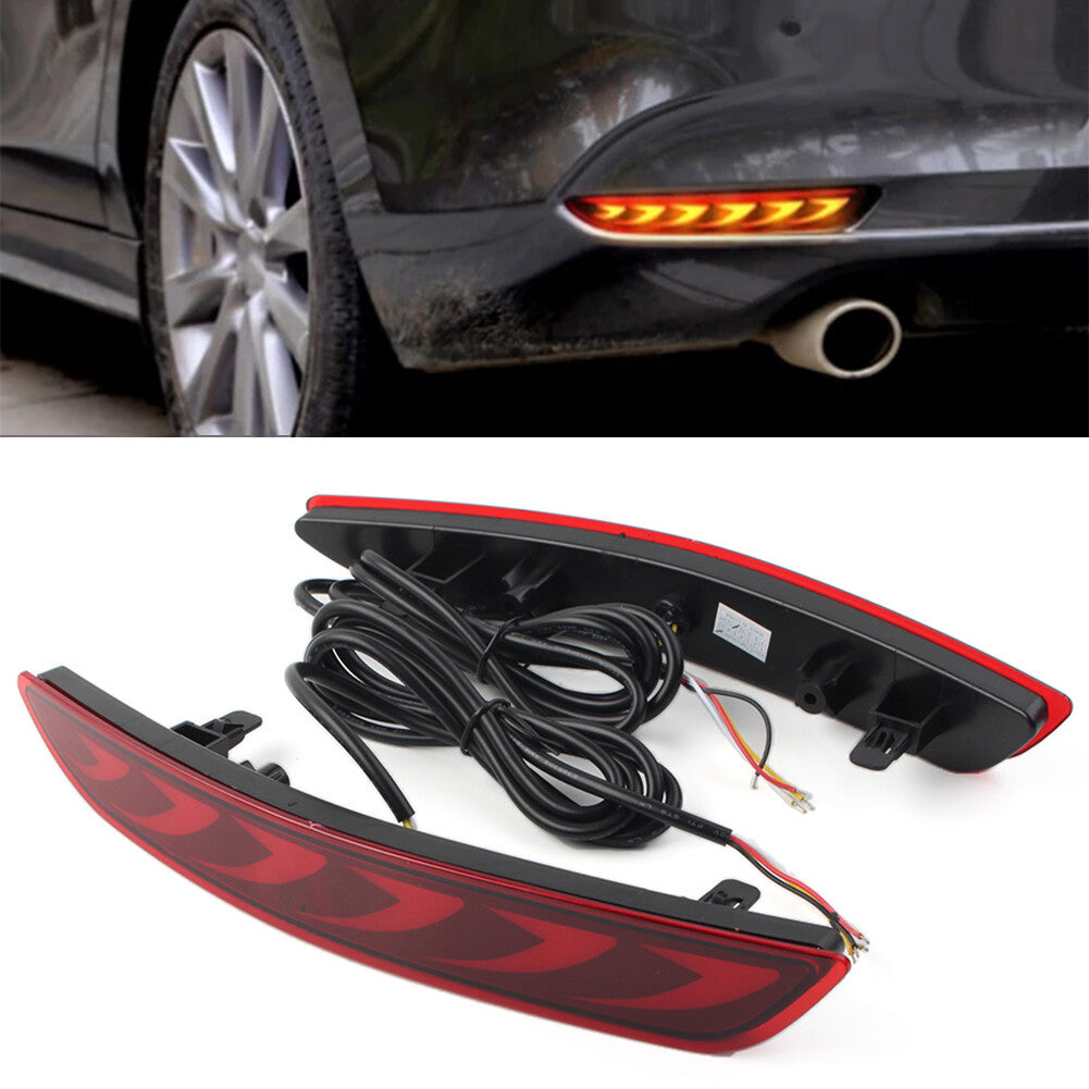2¢ª Rear Bumper Brake Light Dynamic Turn Signal Light Fit Mazda3 Axela 2019-2021