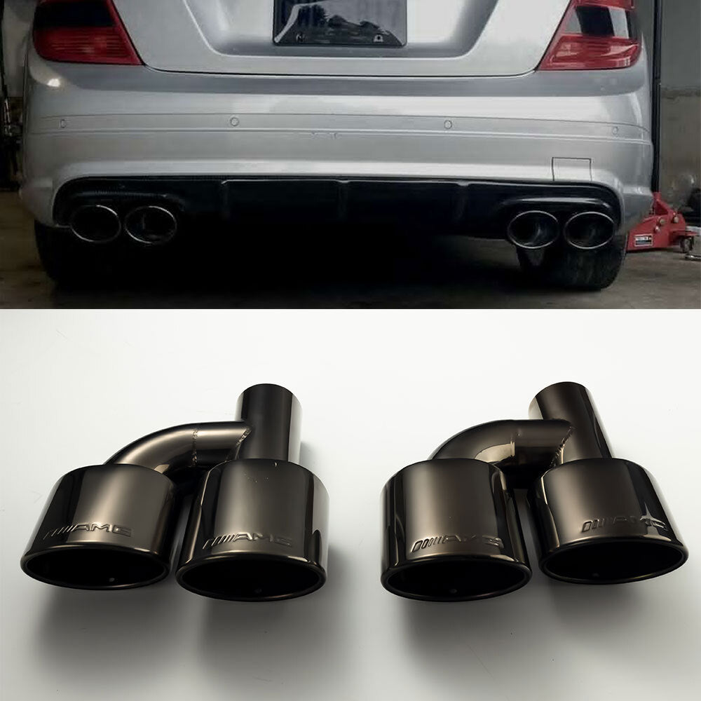 Pair for Mercedes-Benz AMG Exhaust Tips W212 E350 E400 C63 C300 C350 W204 Black