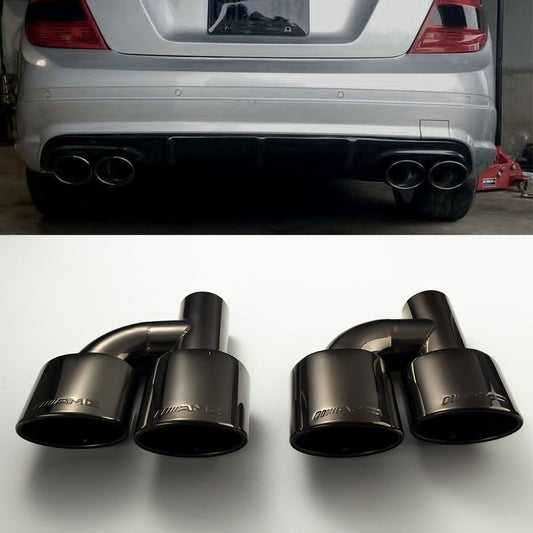Pair for Mercedes-Benz AMG Exhaust Tips W212 E350 E400 C63 C300 C350 W204 Black