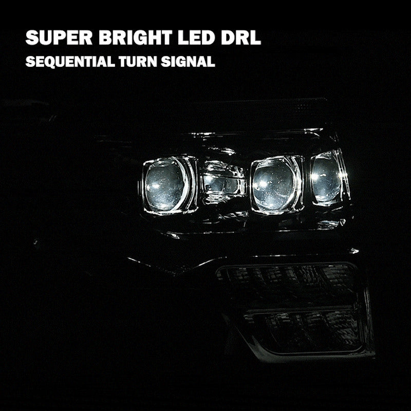 Suitable for 2009-2014 for Ford F-150 Chrome/Smoke Dual LED Projector DRL Headlights