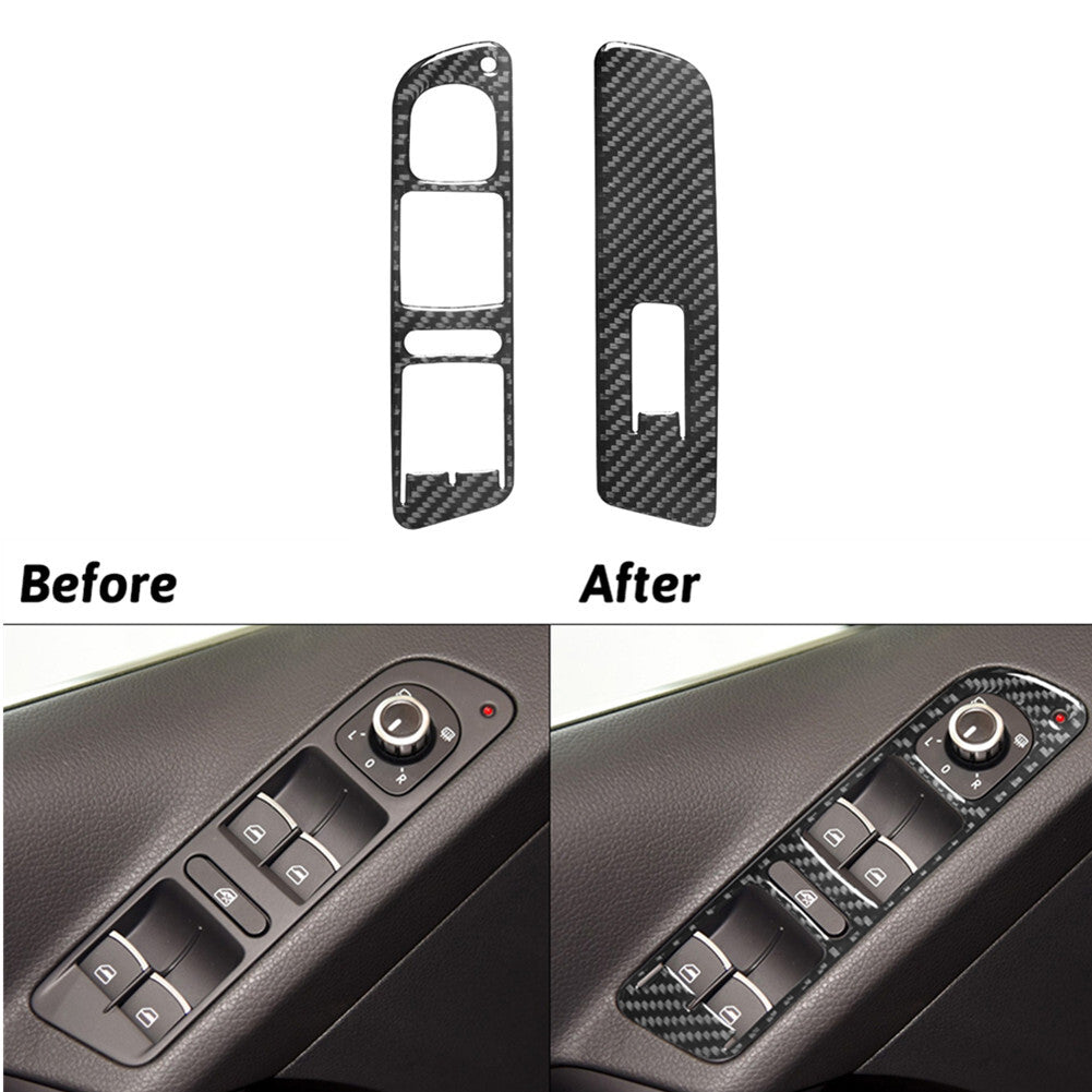 Carbon Fiber Front Power Window Switch Trim for Volkswagen for Tiguan 2013-17