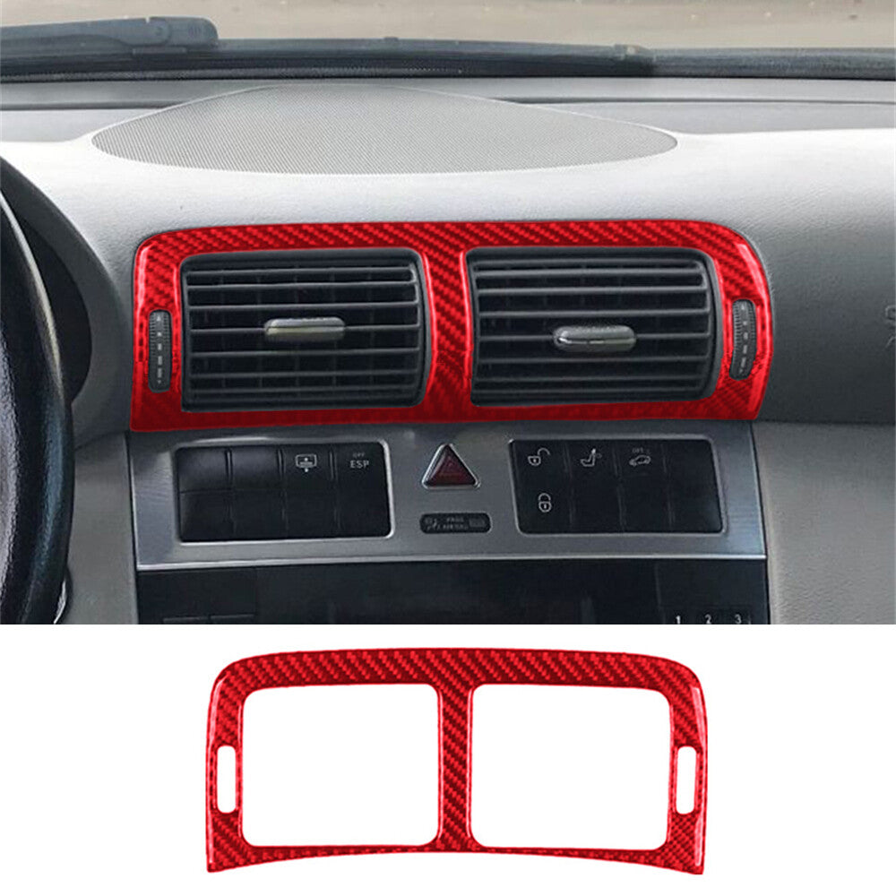 Red Carbon Fiber Center Air Vent Outlet Trim Fit for Benz C Class W203 2005-2007
