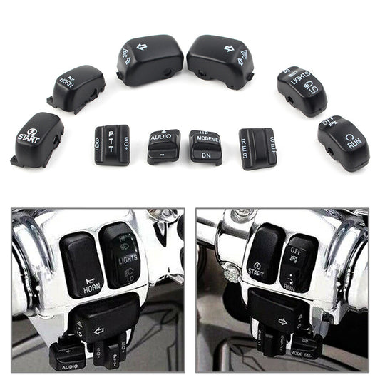 10pcs Hand Control Switch Cover Housing Button Cap Set for Harley Touring 96-13