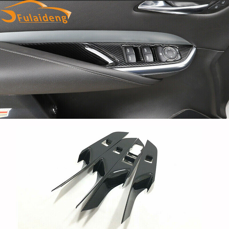 for Cadillac XT4 2018-2021 Carbon Fiber Interior Window Switch Panel Cover Trim