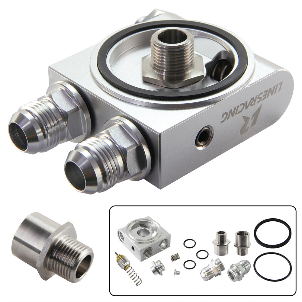 Oil Filter Adapter Thermostat 73¡À0.5¡ã M201.5  3/4-16 UNF and 1/8NPT Silver