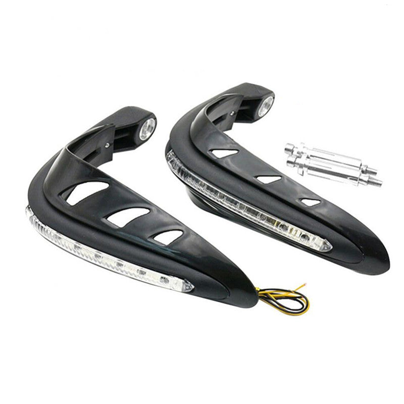 2Pc 7/8 Motorcycle Hand Guard Protector 22mm HandGuards White LED Signal Light