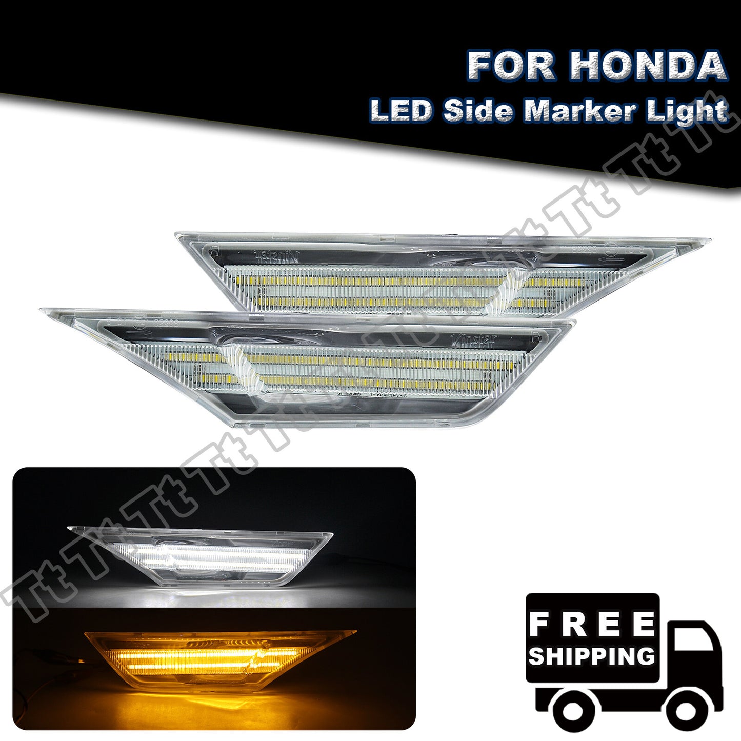 Applicable to 2016-2023 for Honda for Civic Amber White Switch LED Side Marker Light Signal DRL
