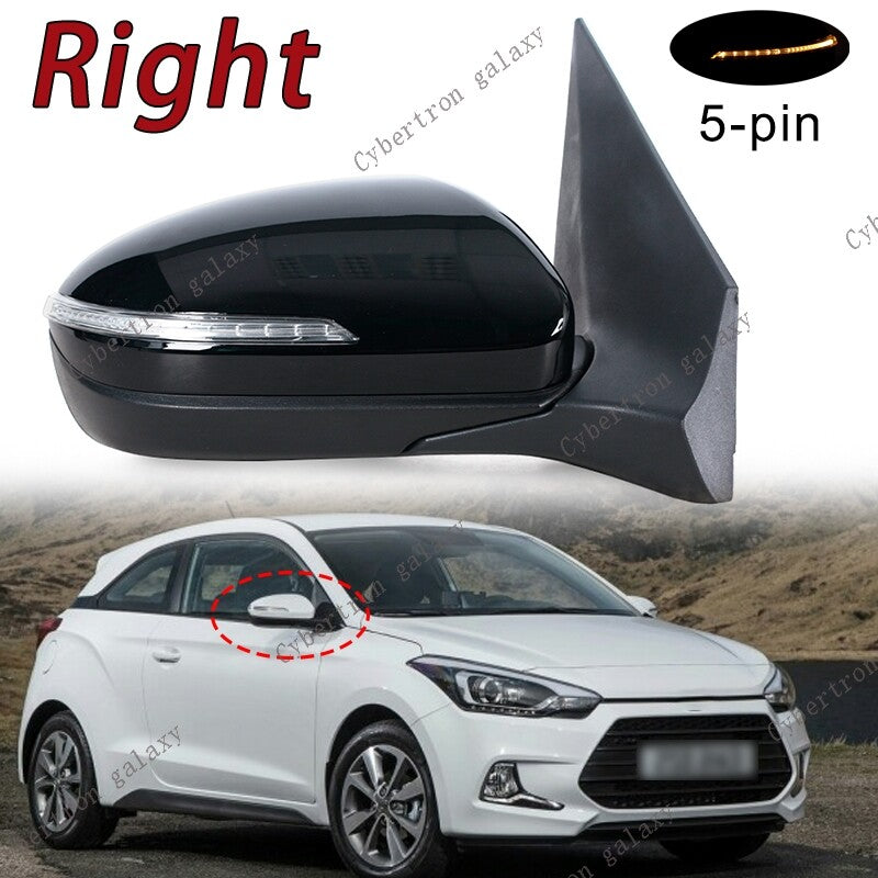 Right-hand grip for Hyundai I20 2016-17 with electrically folding turn signal rearview mirror assembly.