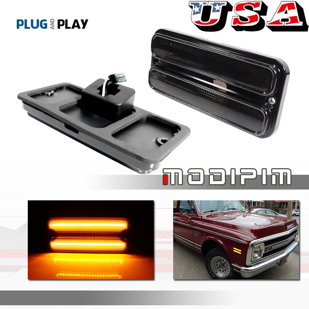 2-Pack Left/Right Marker Light Reflectors in Amber for 1968-1972 for Chevrolet for GMC Trucks