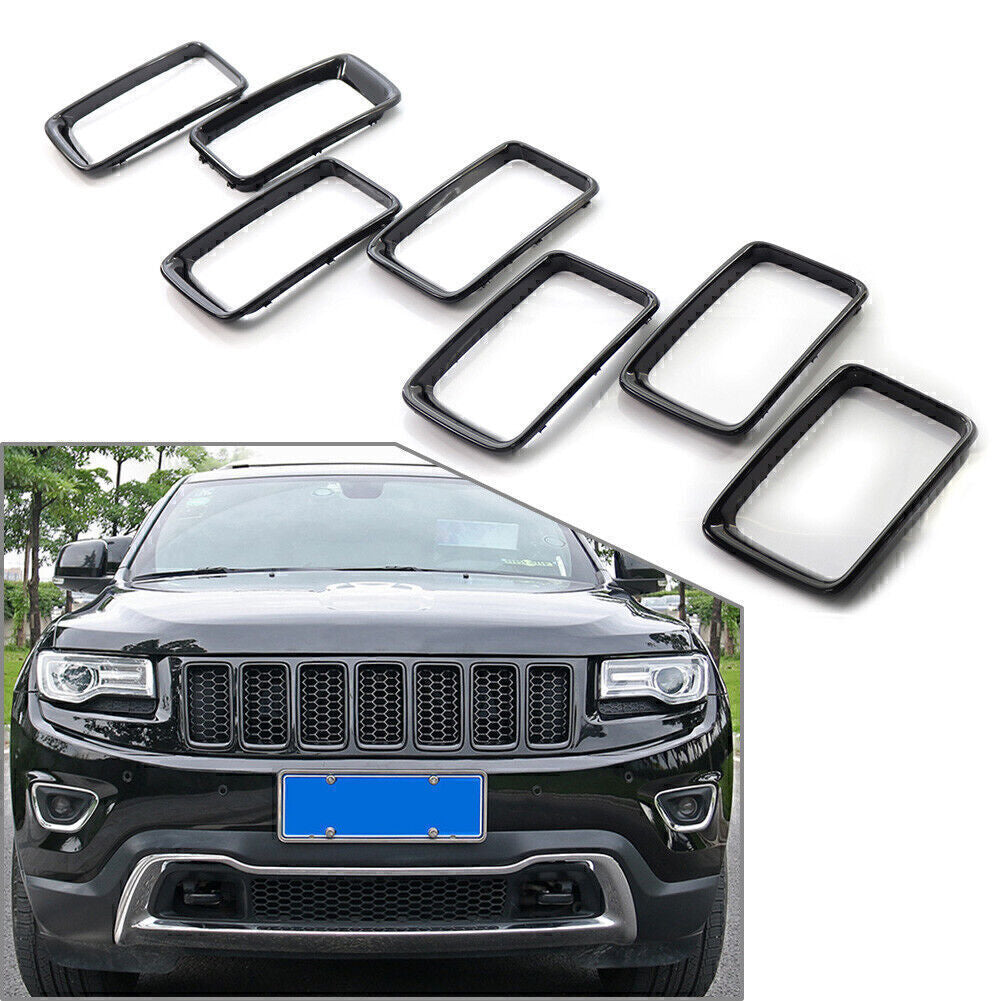 for Jeep Grand Cherokee 14-2016 7x Gloss Black Front Grille Inserted Trim Cover