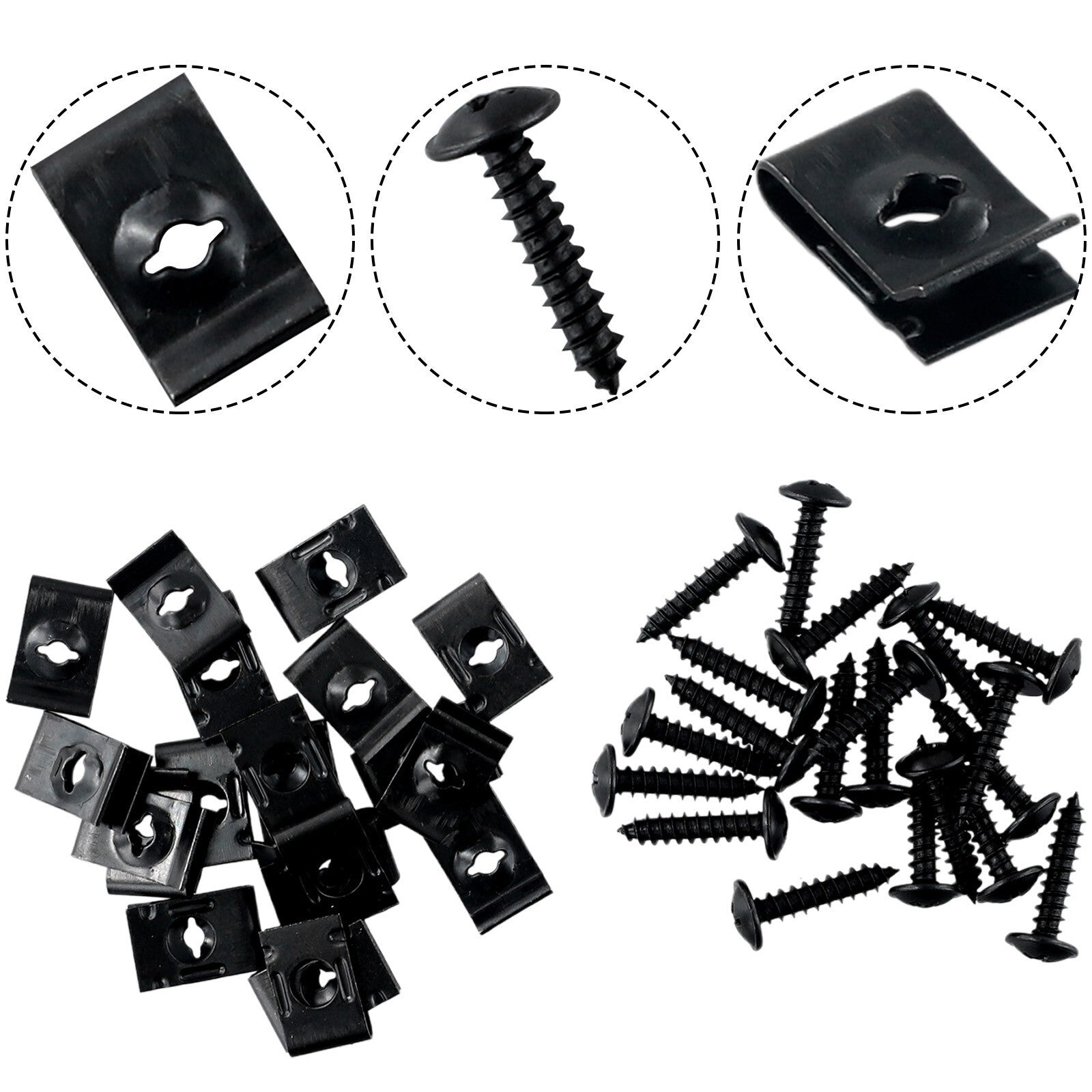 20pc Metal U-type Clip With Screw Car Bumper Fender Trim Panel Fasteners Kit New