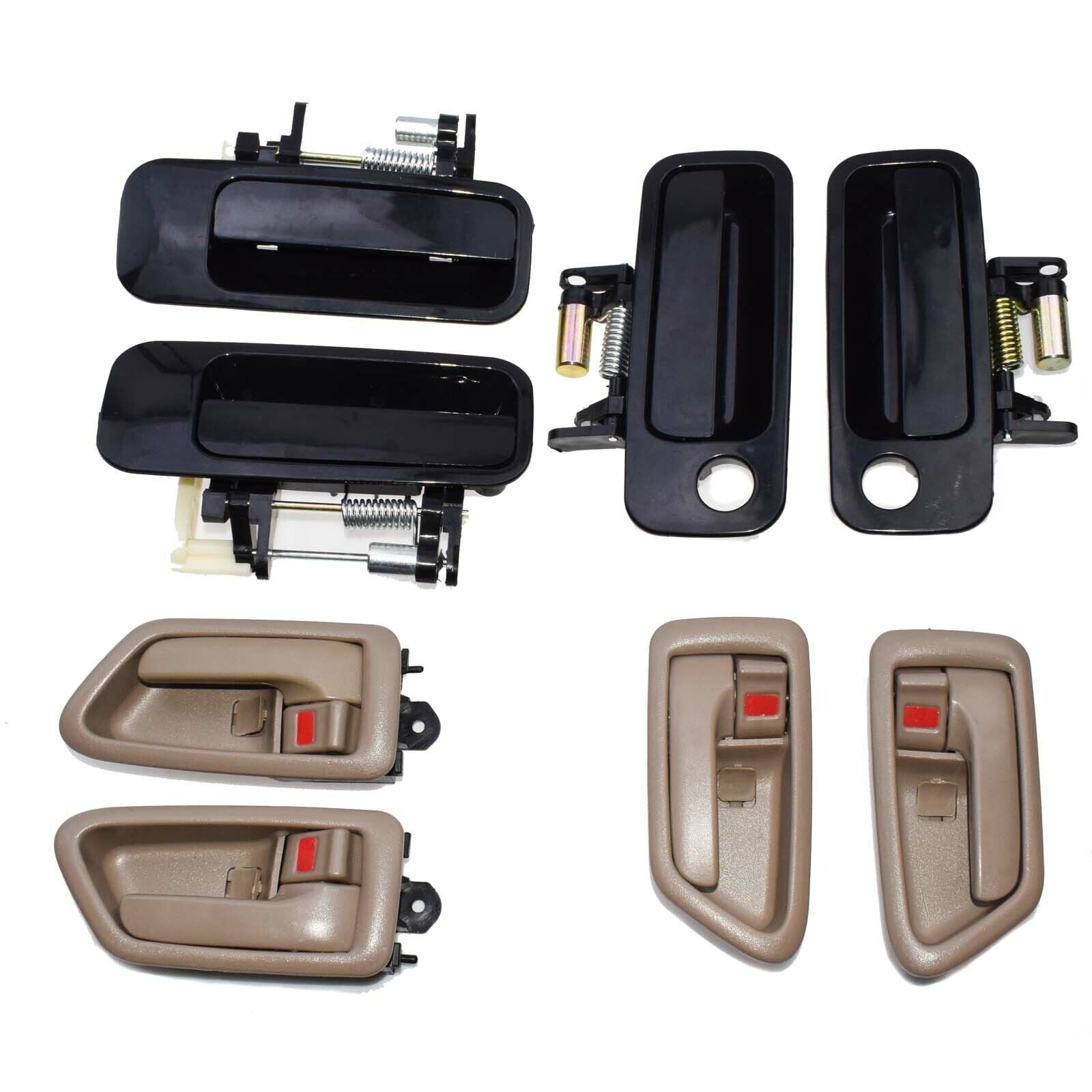 for Toyota for Camry 97-01 4x Beige Inside 4x Black Outside Door Handle Front Rear