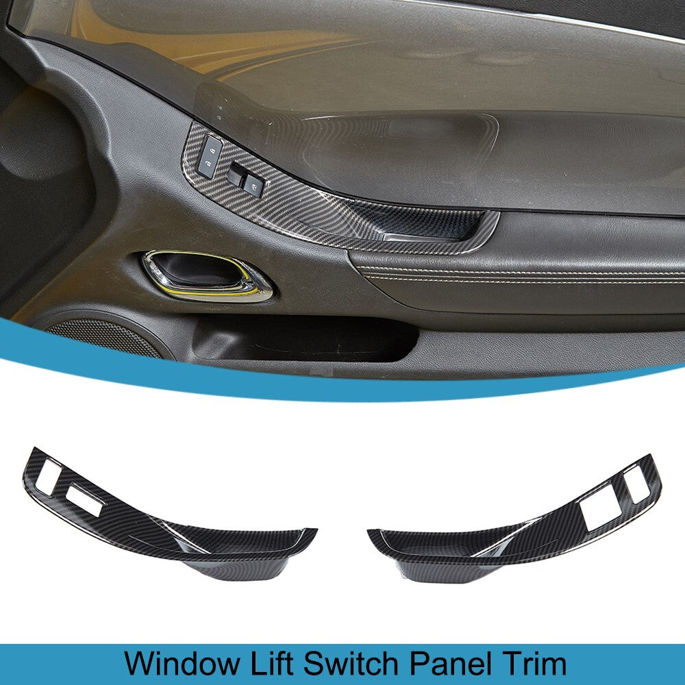 Carbon Fiber Window Lift Switch Panel Cover Trim for Chevrolet Camaro 2010-2015