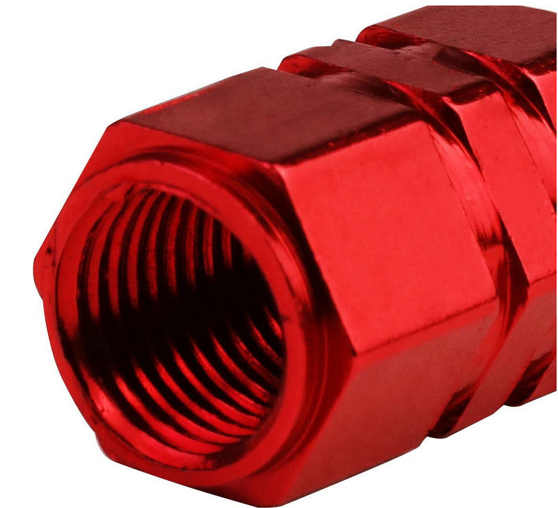 4-Piece Red Hexagonal Car Tire Valve Cover Stem Cover Air Valve Dust Cover  for ford