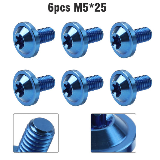 6pcs Blue Bolts Truss Torx Head Screws M5x25mm For Bike Motorcycle Blue