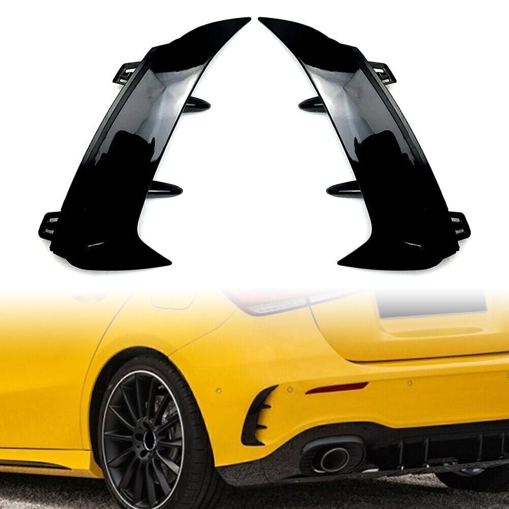 2x Rear Bumper Fins Splitters Spoiler Black for Benz A-class W177 A200 A220 A35