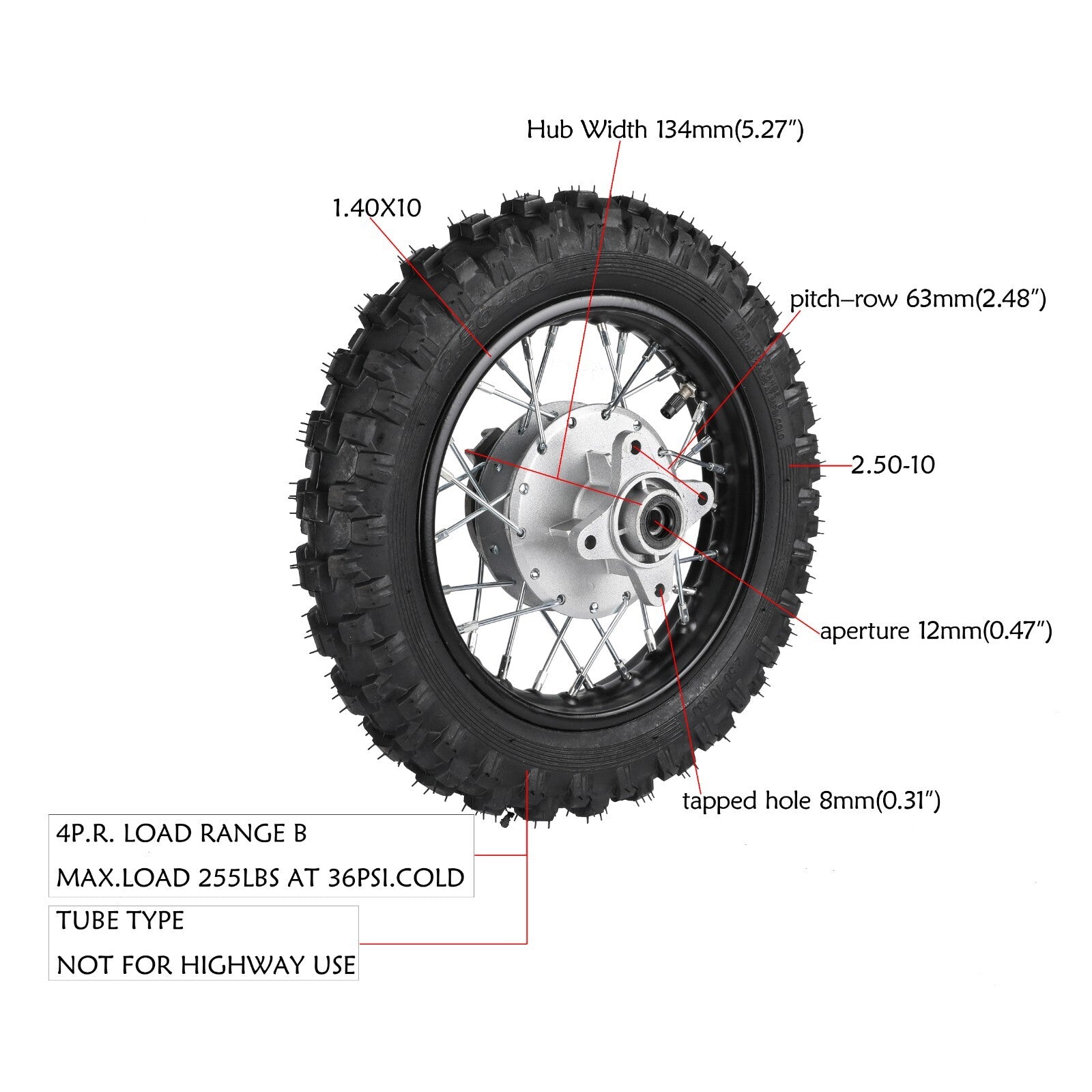 2.50-10 Rear Tire Rim Drum Brake Lever for Yamaha TTR50 PW50 Baja 70cc SSR