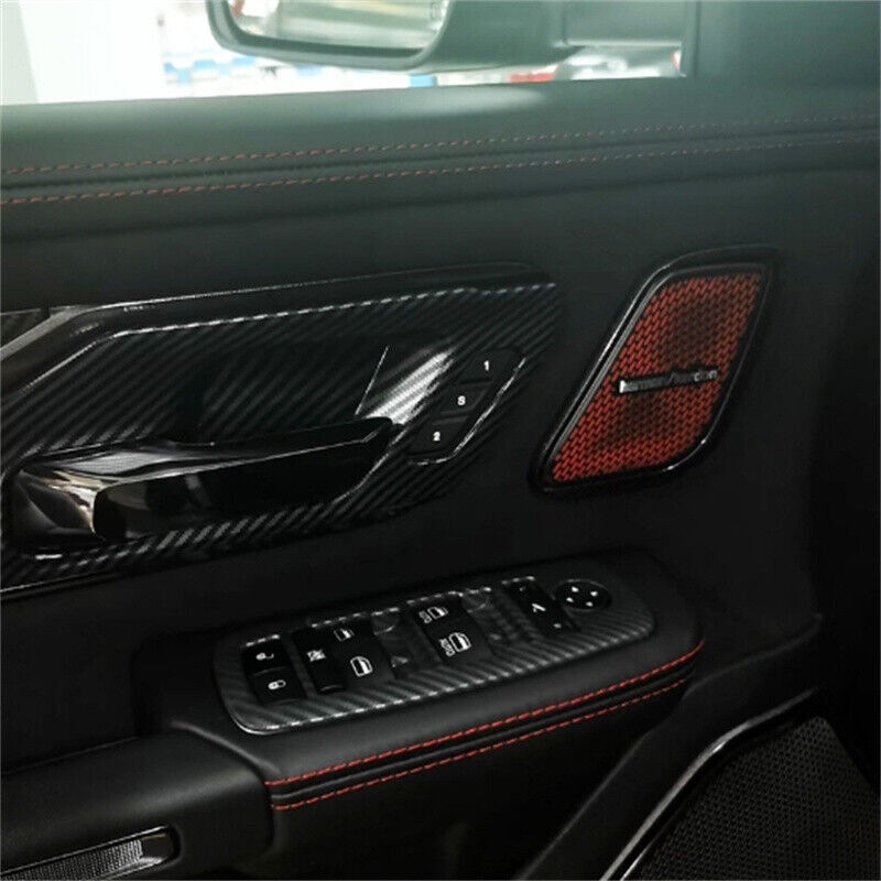 Matte Carbon Fiber Window Lift Switch Cover Trim for Dodge for Ram TRX 2022 2023