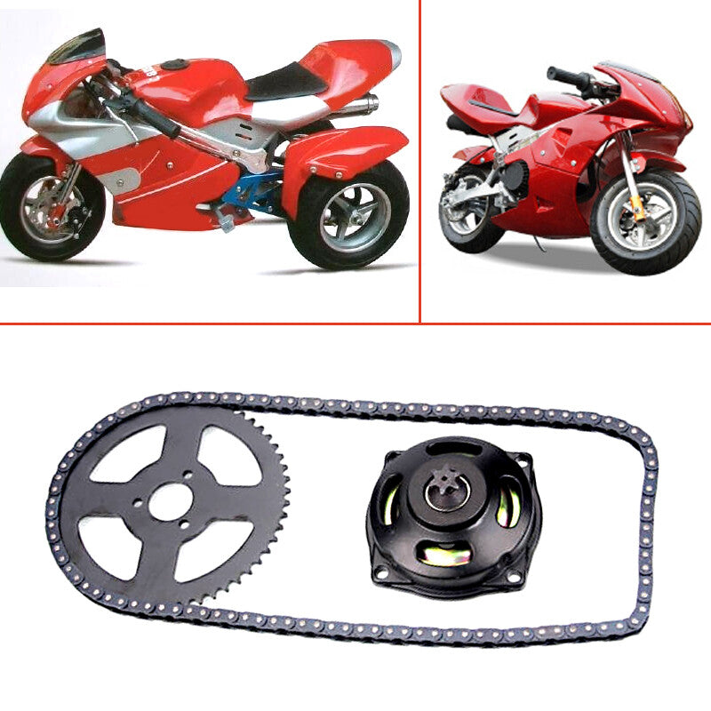 for Mini bicycle 47cc/49cc 2-stroke drive system, T8F chain and 6T gearbox, rear sprocket.