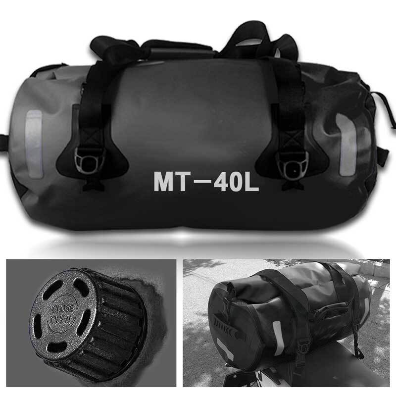 Motorcycle Waterproof Bag Outdoor Travel Rear Rack Luggage Saddlebag Black 40L