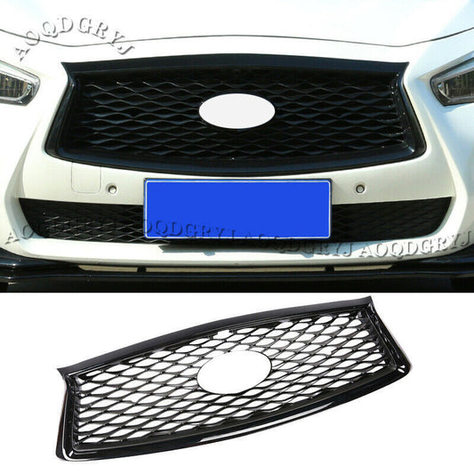 for Infiniti Q50 2018-2021 Glossy Black Front Grilles Grill Trim Replace Refit