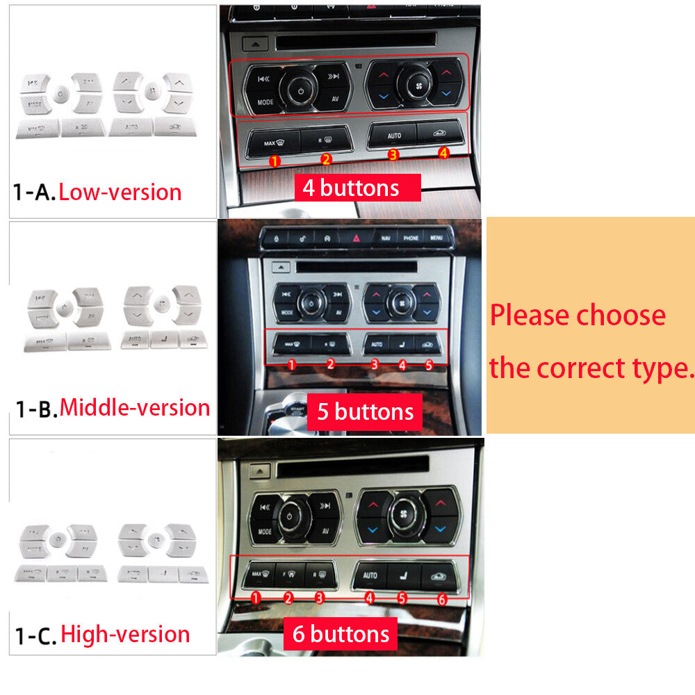 Alloy Silver Air Conditioner Button Trim for Jaguar XF 2012-2015 Car Accessories
