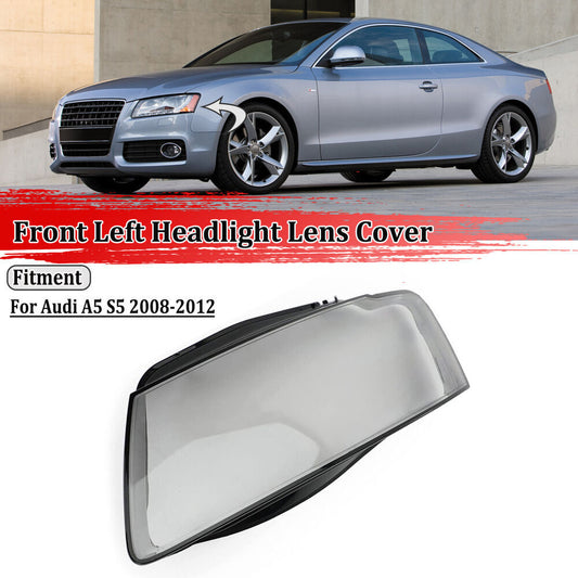 for Audi for A5 2008-2012 Front Left Side Headlight Lens Cover Shell Clear Lampshade