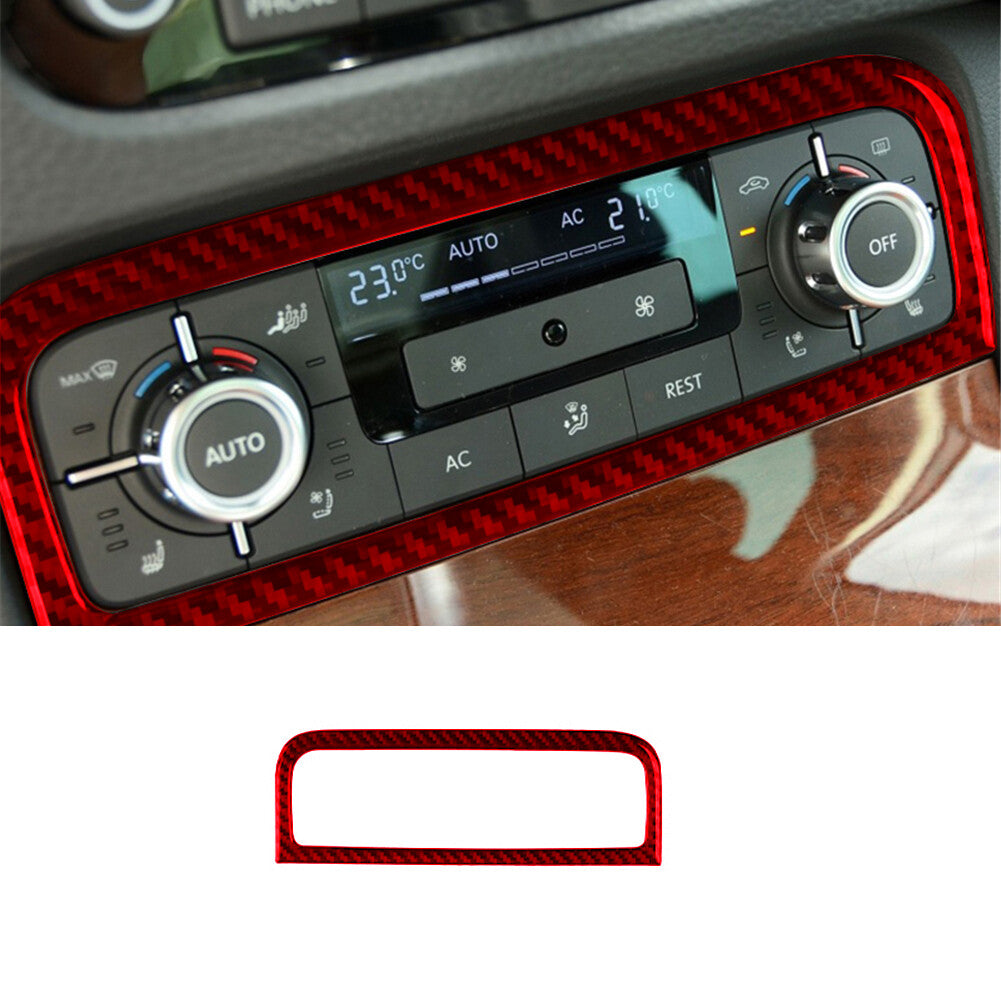 Red Carbon Fiber Air Conditioning Switch Trim for VW Touareg 2011-2018