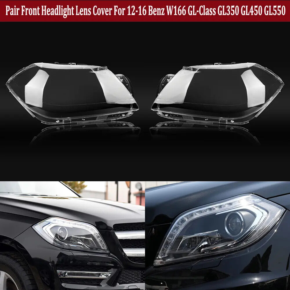 Pair Front Headlight Headlamp Lens Cover For W166 GL350 GL450 GL550 2012 - 2016