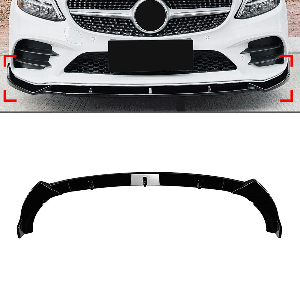 Front Bumper Spoiler Splitter Lip for Mercedes-Benz C Class W205 2019-2021