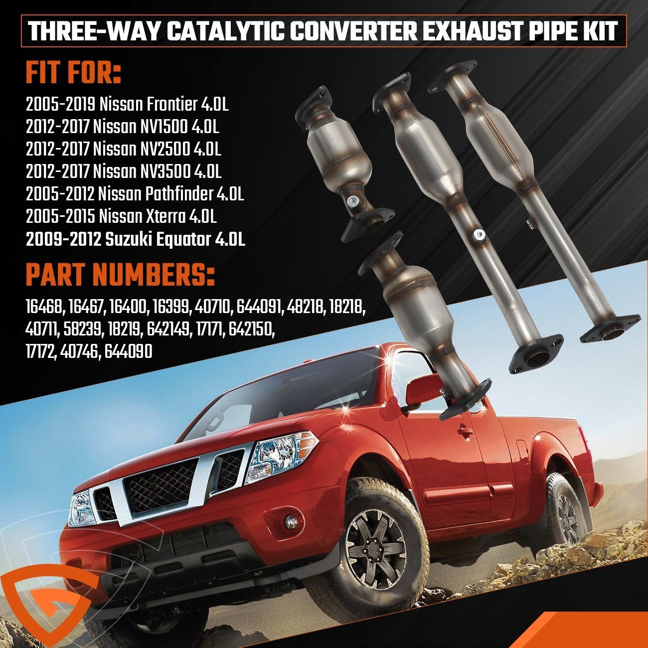 4x Catalytic Converters For 2005-2018 for Nissan Pathfinder Xterra Frontier 4.0L KY