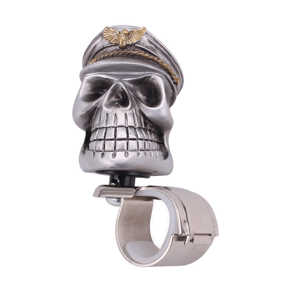 Silver Skull Head Car Steering Wheel Spinner Suicide Knob Handle Booster