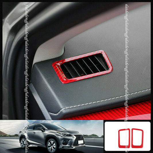 for Lexus NX200T NX300 2015-2021 Red Carbon Fiber Dashboard Air Outlet Vent Trim