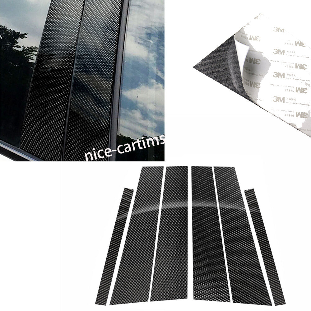 6¡ÁCarbon Fiber Door Window Pillar Posts Panel Trim for Benz C Class W205 2014-19