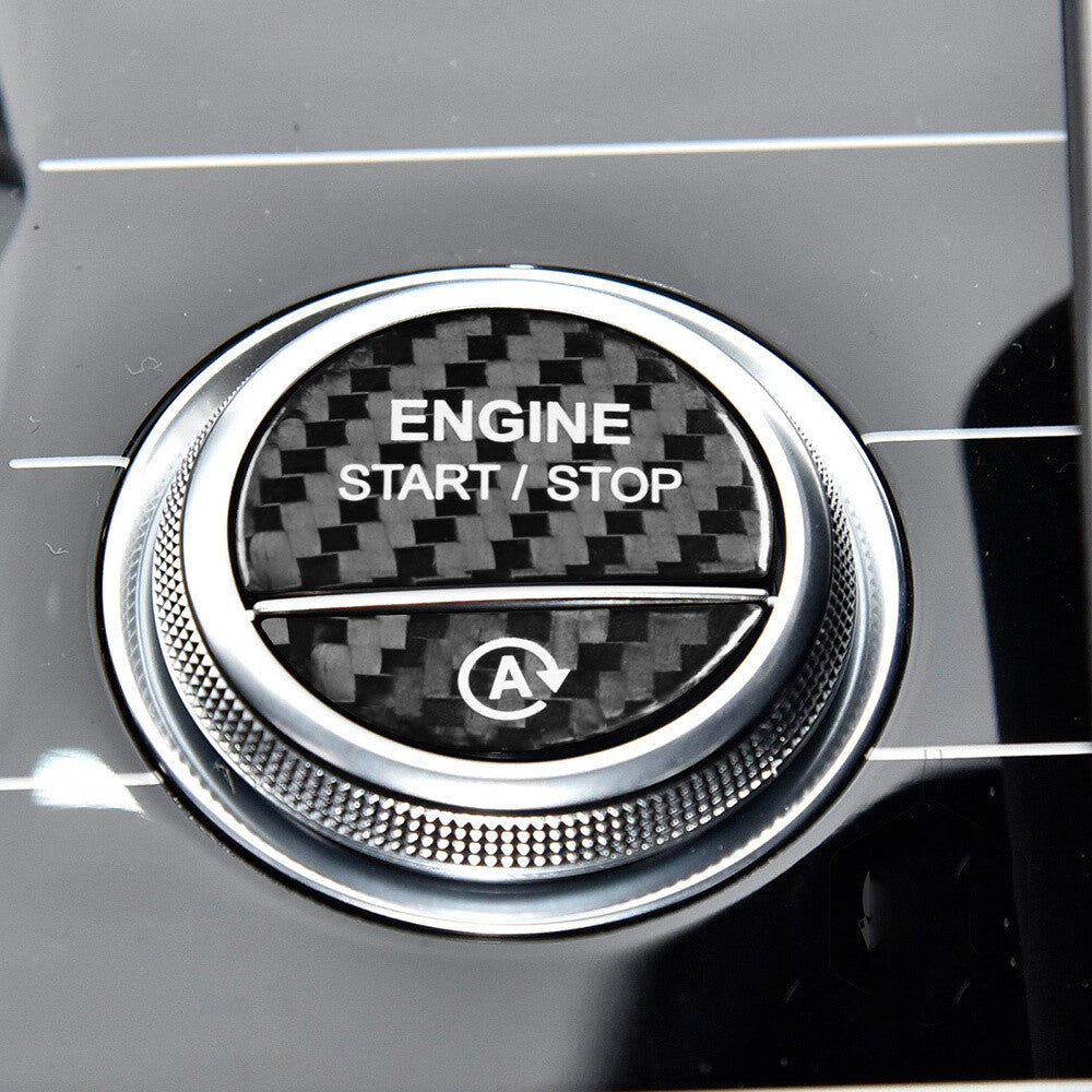 2¡ÁCarbon Fiber Engine Start Stop Button Cover for Benz CS Class W206 W223 2022+