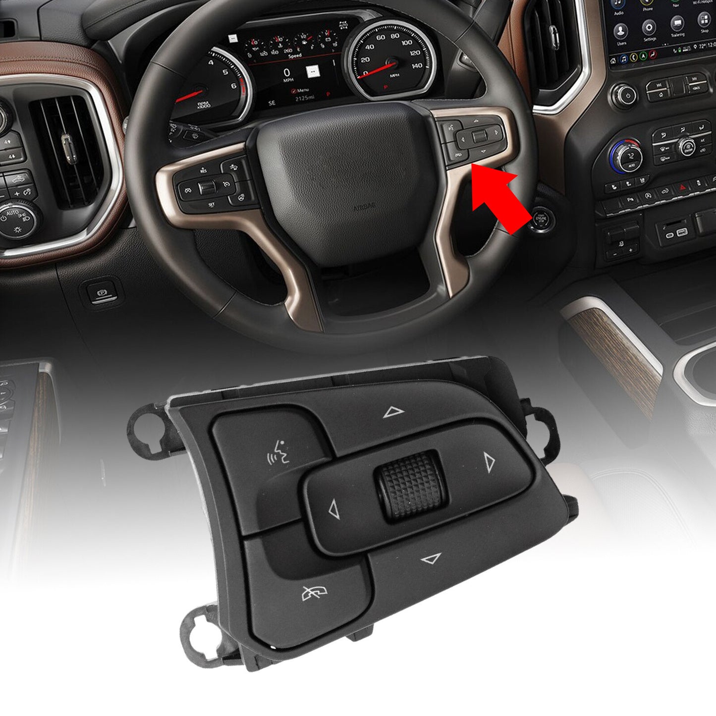 STEERING WHEEL AUDIO CONTROL SWITCH Fit 19-20 SILVERADO 1500 for SIERRA 1352861HB AT