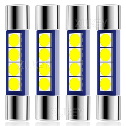 4x White 28mm 29 4 -SMD T6 6641F LED Bulbs Sun Visor Vanity Mirror Fuse Lights