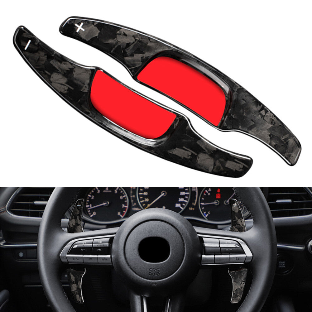 Forged Carbon Fiber Steering Wheel Paddle Shifter Extension for Mazda 3 2020-21