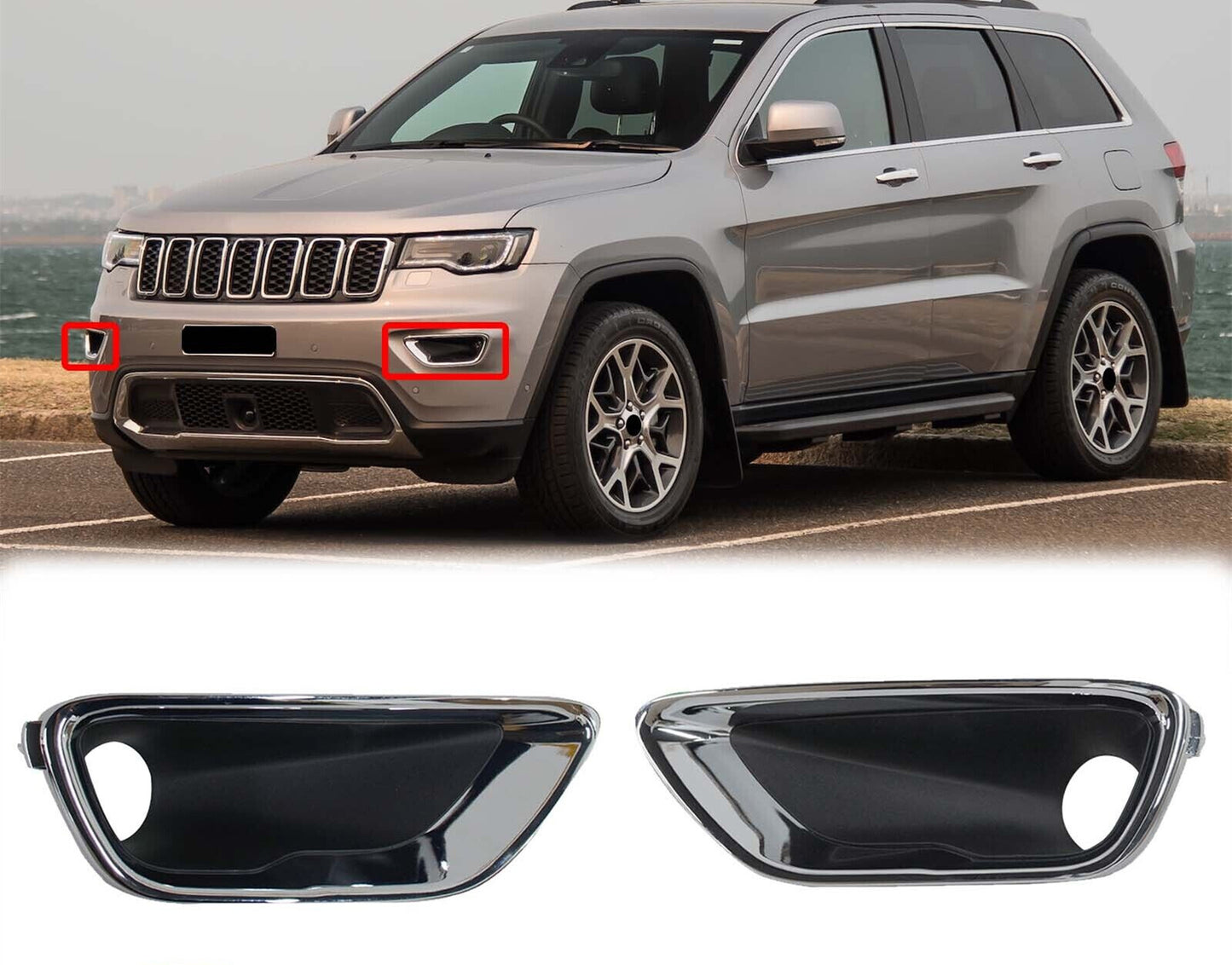 For 2016-2020 for Jeep Grand Cherokee Left+Right Front Fog Light Lamp Bezel Cover AT