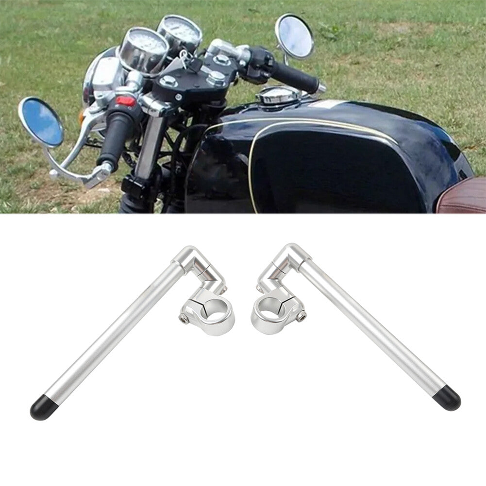 Silver Cafe Racer Bars 7/8 Universal Clip-On Handlebar Fork Tube 37MM