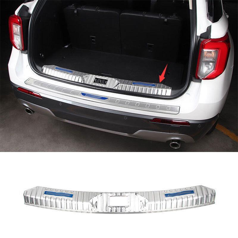 Inner Rear Bumper Protector Guard Trim for Ford Explorer 2020-2022 Silver Steel