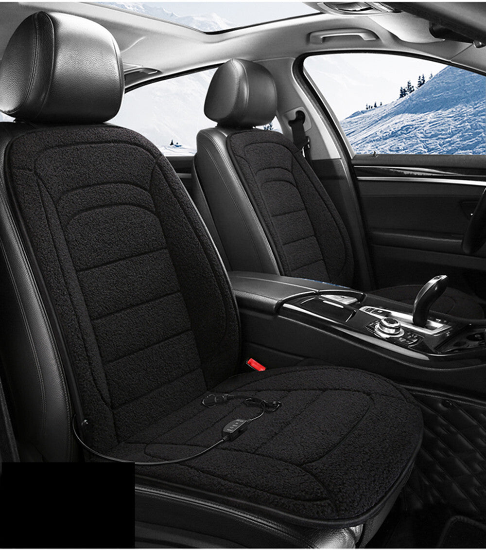 2Pcs Heated Car for Seat Cover Cushion Winter Warmer Heating Pad Accessories Black