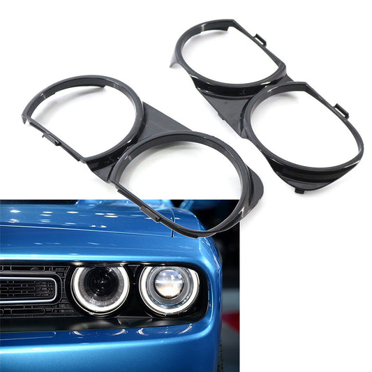 Frontlampe Scheinwerfer L¨¹nette Trim ABS f¨¹r for Dodge for Challenger 15-21 Schwarz Paar